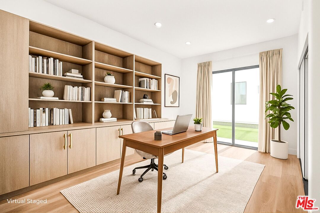 Home Office, Interior, Recessed Lighting, Wood Texture Flooring