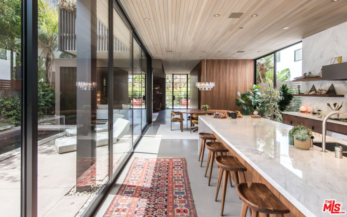 Dining room, Interior, Marble, Recessed Lighting, Wooden Ceilings, Wooden Walls