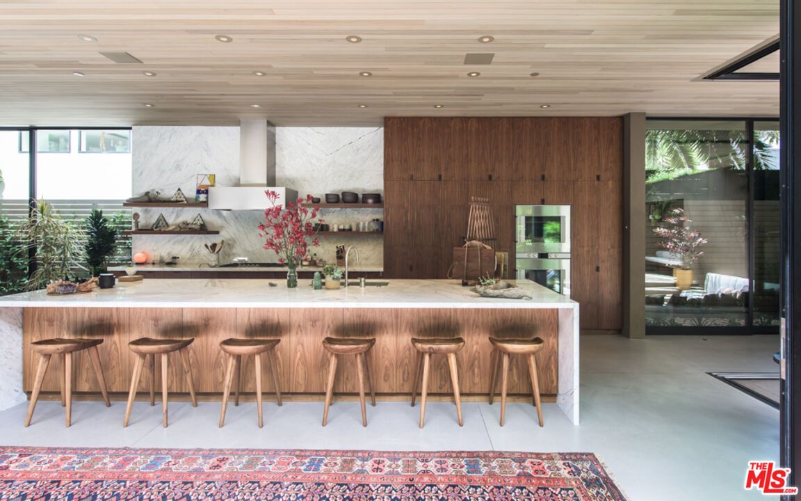 Interior, Kitchen, Marble Walls, Recessed Lighting, Wooden Ceilings