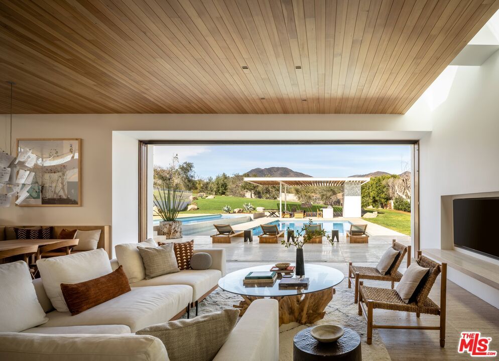 Interior, Living room, Pool, Wooden Ceilings, Wood Texture Flooring