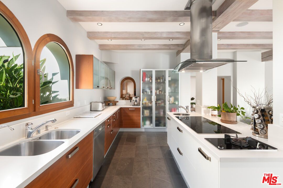 Interior, Kitchen, Recessed Lighting, Stainless Steel Appliances, Wooden Beams