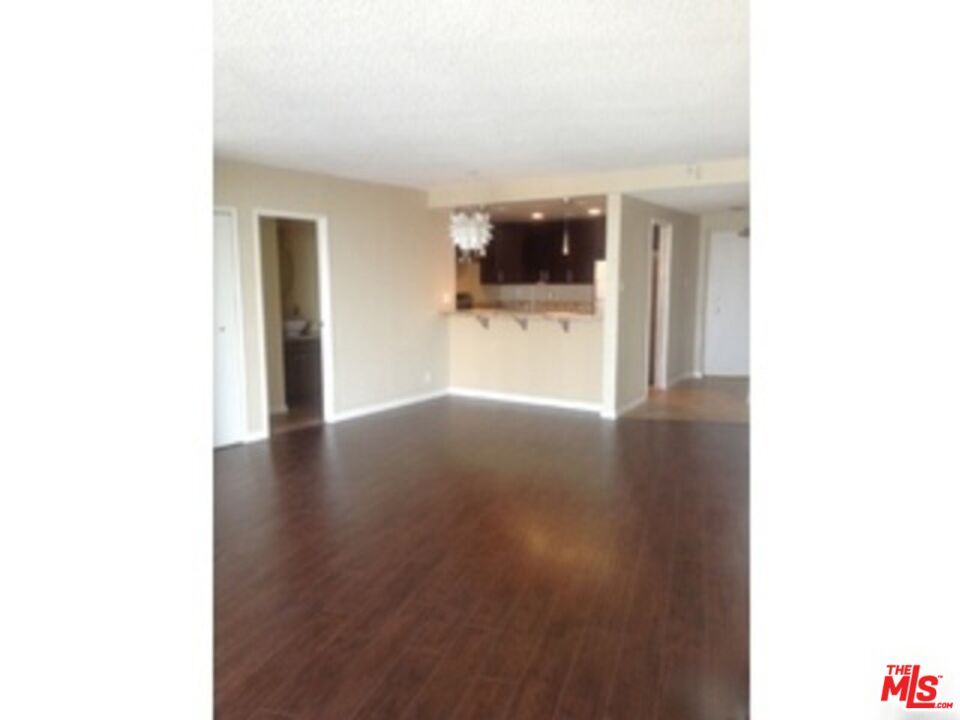 Chandelier, Empty room, Interior, Kitchen, Recessed Lighting, Wood Texture Flooring