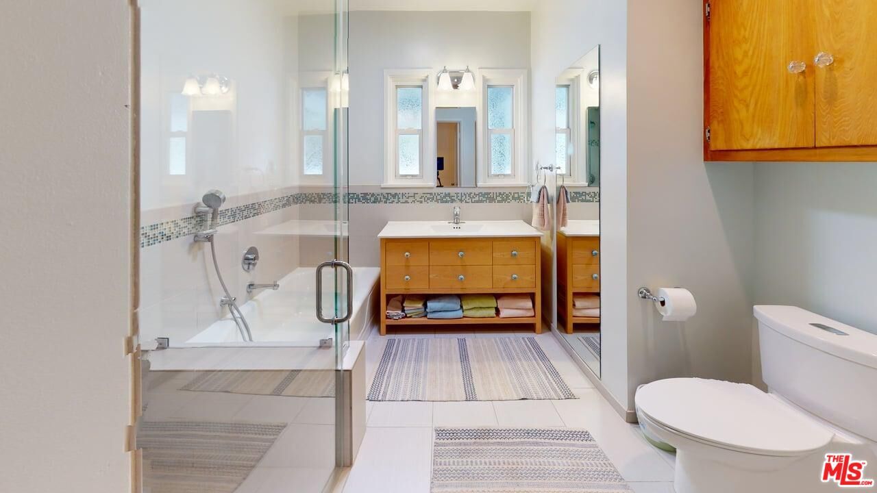 Bathroom, Dual Sink Vanities, Glass Shower, Interior, Pendant Lights