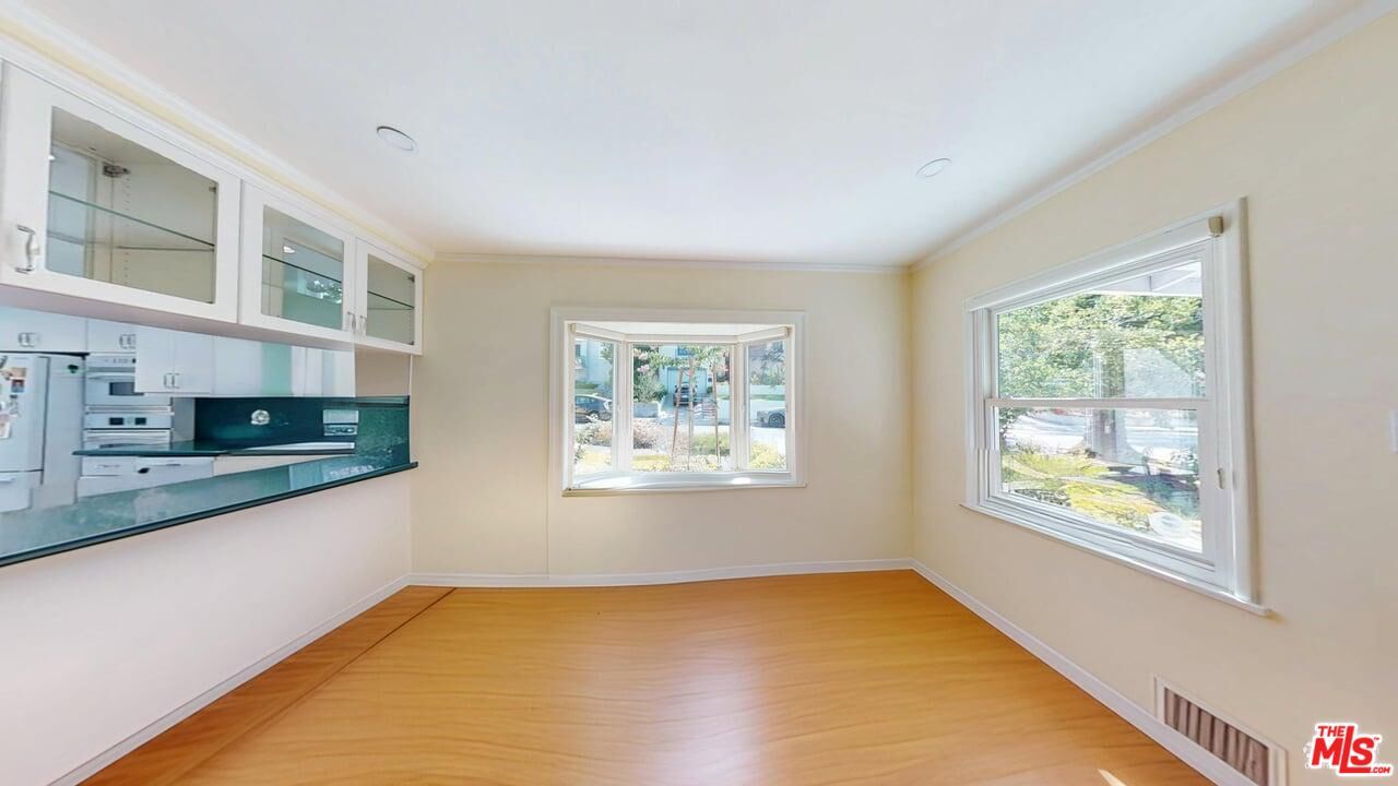 Empty room, Interior, Kitchen, Recessed Lighting, Wood Texture Flooring