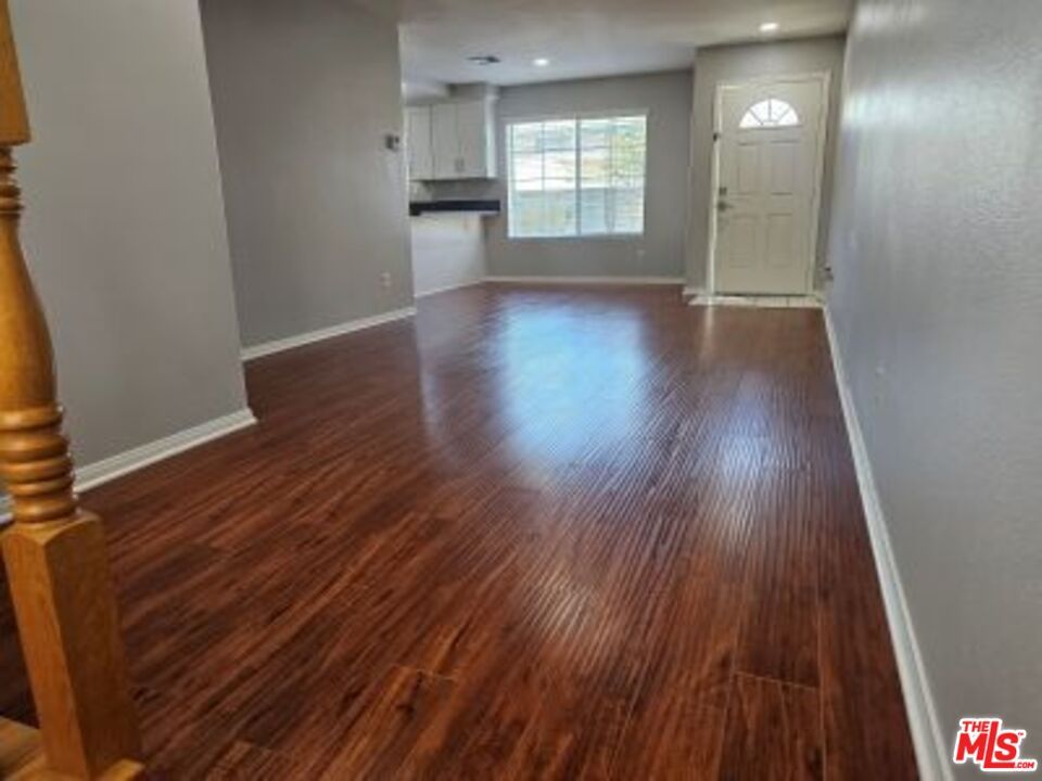 Empty room, Interior, Kitchen, Recessed Lighting, Wood Texture Flooring