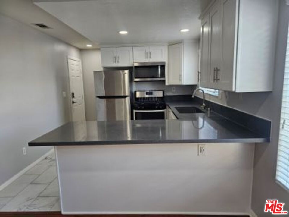 Interior, Kitchen, Marble, Recessed Lighting, Stainless Steel Appliances
