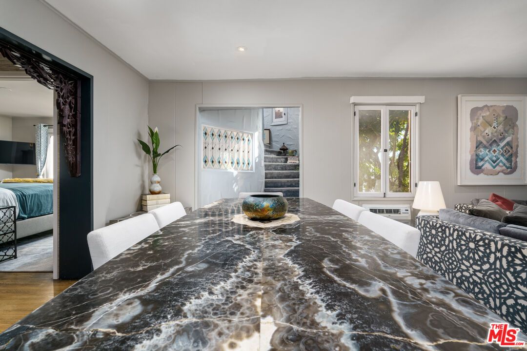 Dining room, Interior, Recessed Lighting, Wood Texture Flooring
