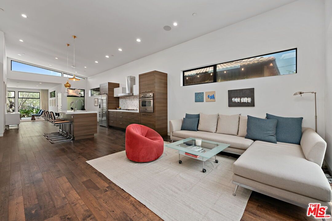 Interior, Kitchen, Living room, Pendant Lights, Recessed Lighting, Stainless Steel Appliances, Wood Texture Flooring