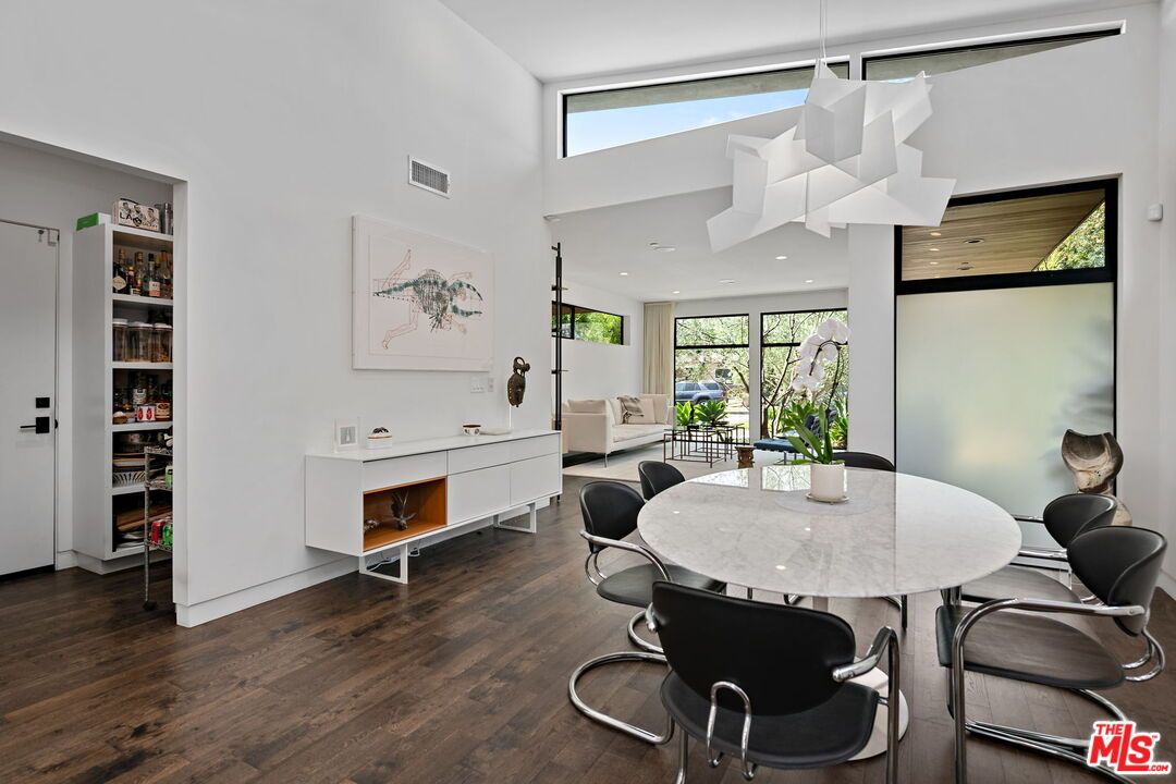 Dining room, Interior, Pendant Lights, Recessed Lighting, Wood Texture Flooring
