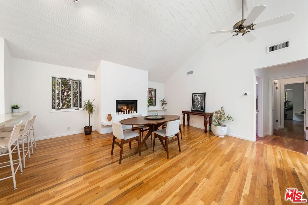 Dining room, Fireplace, Interior, Wood Texture Flooring