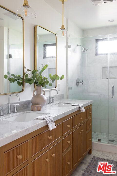 Bathroom, Dual Sink Vanities, Glass Shower, Interior