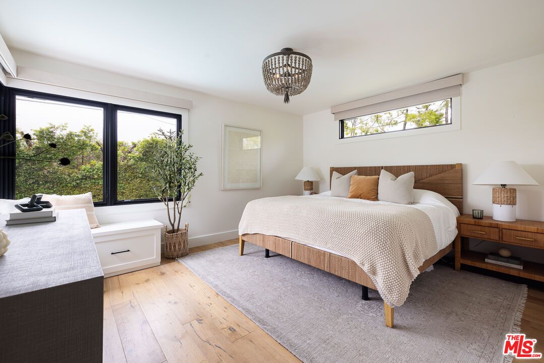 Bedroom, Chandelier, Interior, Wood Texture Flooring