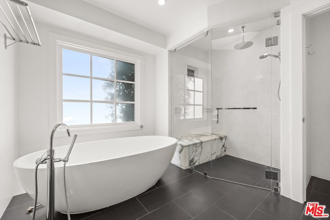 Bathroom, Free Standing Baths, Glass Shower, Interior, Recessed Lighting