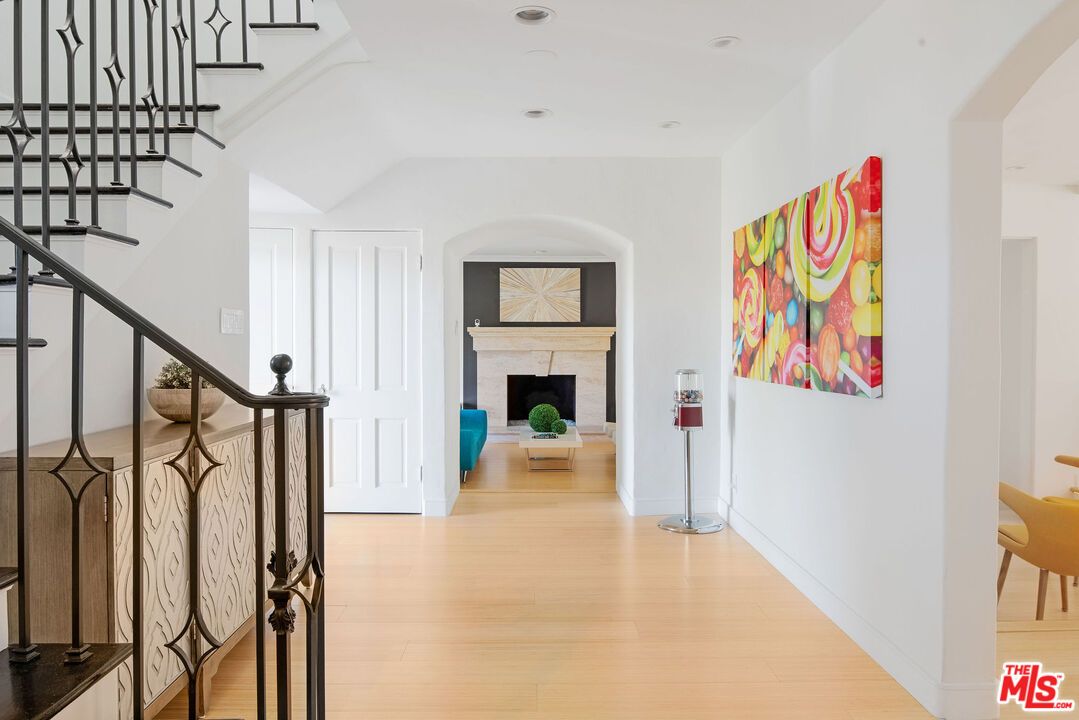 Fireplace, Interior, Recessed Lighting, Wood Texture Flooring