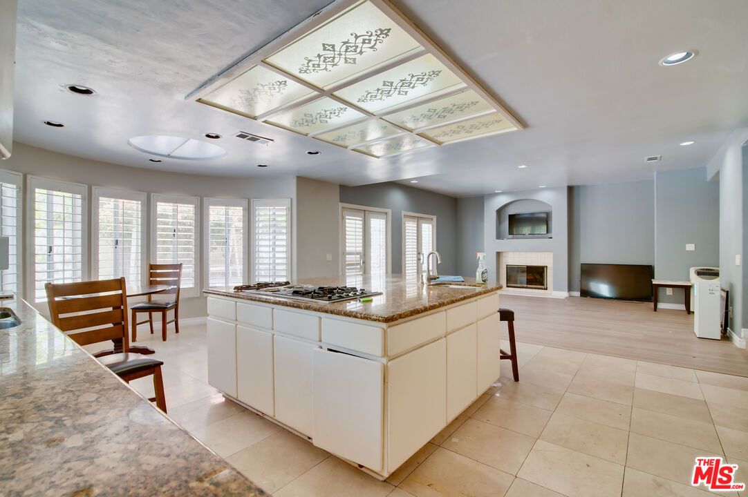 Dining room, Fireplace, Interior, Kitchen, Recessed Lighting