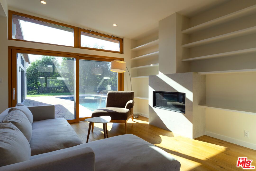Fireplace, Interior, Recessed Lighting, Wood Texture Flooring