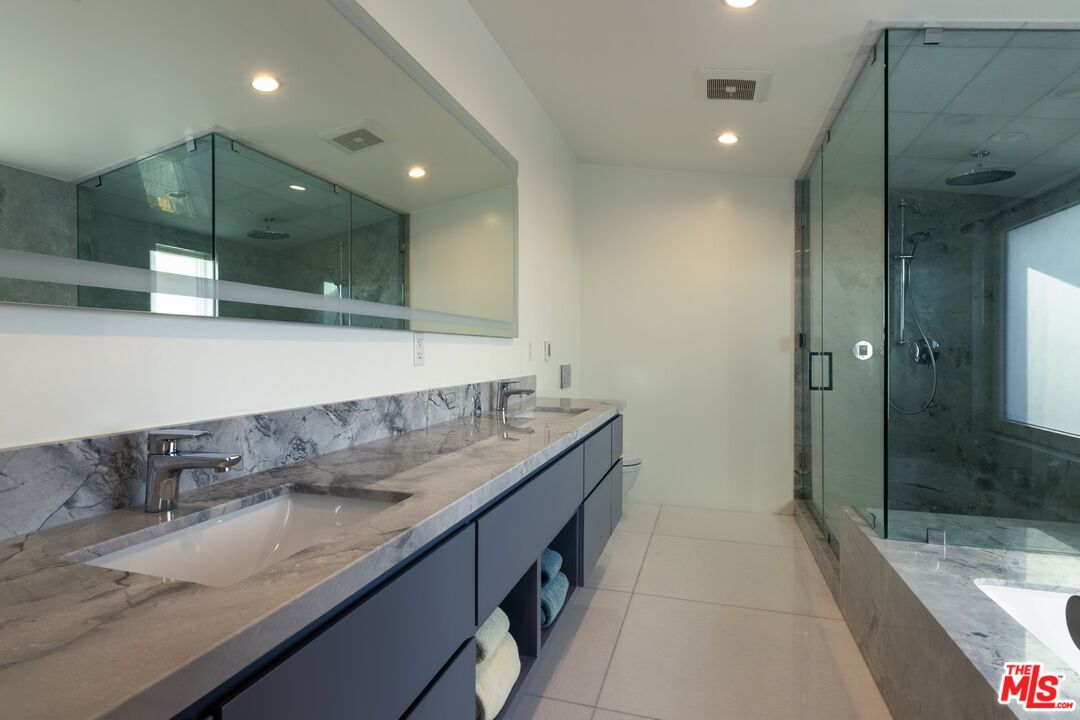 Bathroom, Dual Sink Vanities, Glass Shower, Interior, Recessed Lighting
