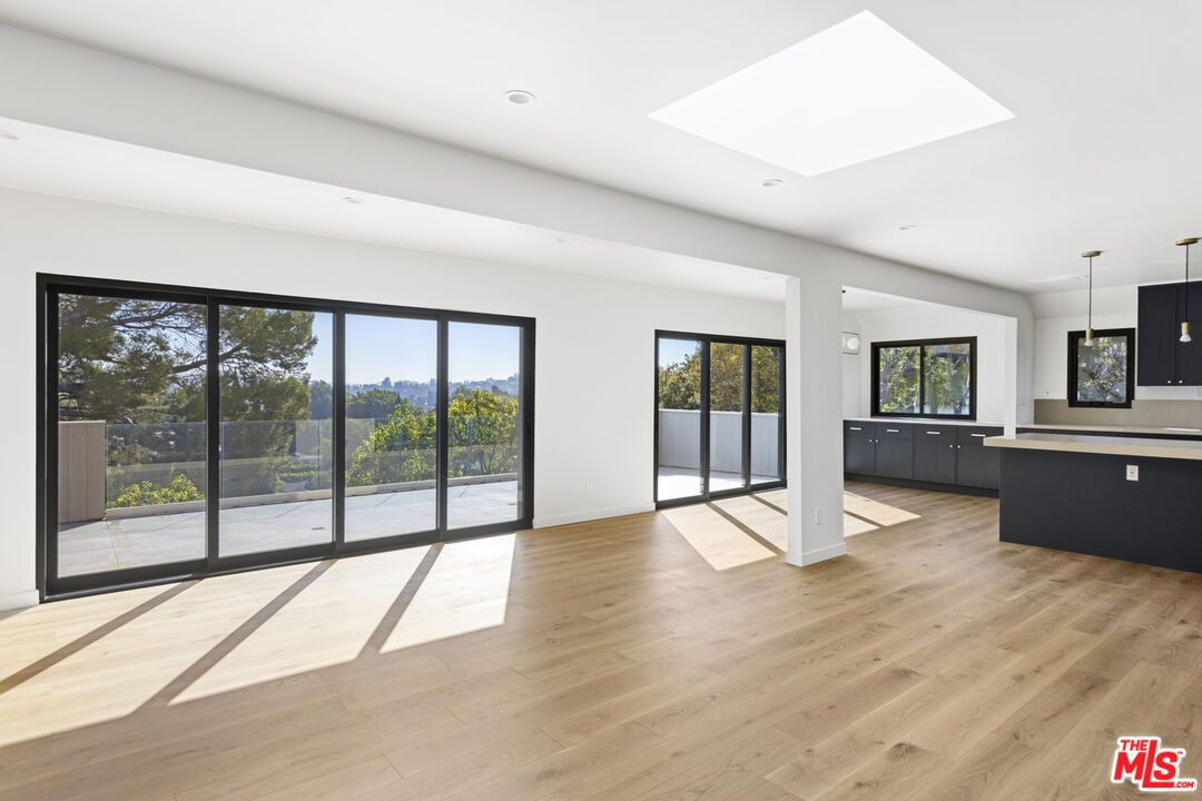 Empty room, Interior, Kitchen, Pendant Lights, Recessed Lighting, Wood Texture Flooring