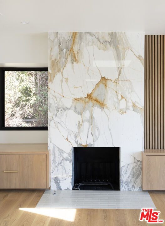 Fireplace, Interior, Marble Walls, Wood Texture Flooring