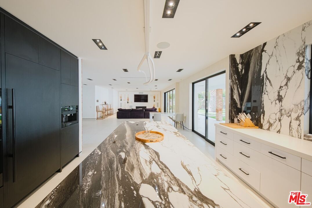 Interior, Kitchen, Marble Walls, Pendant Lights, Recessed Lighting