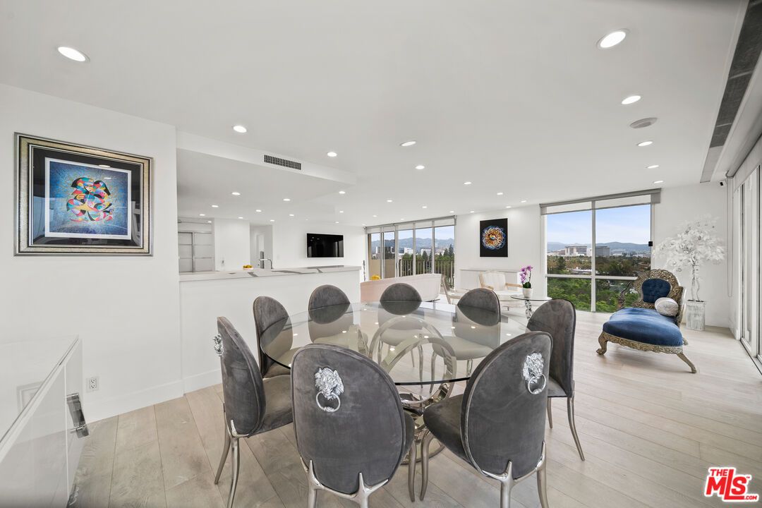 Dining room, Interior, Recessed Lighting, Wood Texture Flooring
