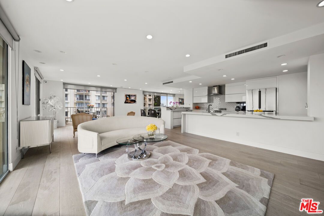 Interior, Kitchen, Living room, Recessed Lighting, Stainless Steel Appliances, Wood Texture Flooring