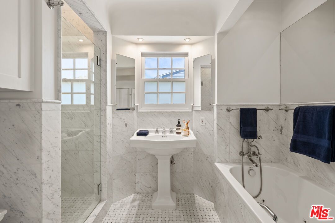 Bathroom, Glass Shower, Interior, Marble Walls, Recessed Lighting