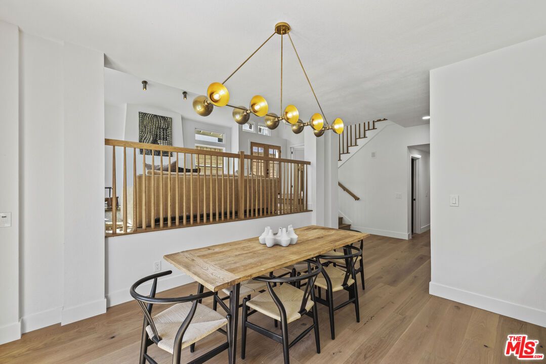 Dining room, Interior, Pendant Lights, Recessed Lighting, Wood Texture Flooring