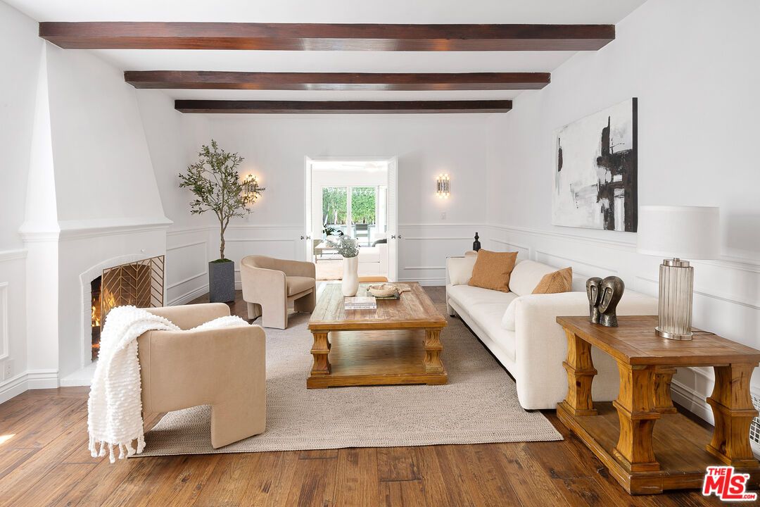 Fireplace, Interior, Living room, Wooden Beams, Wood Texture Flooring