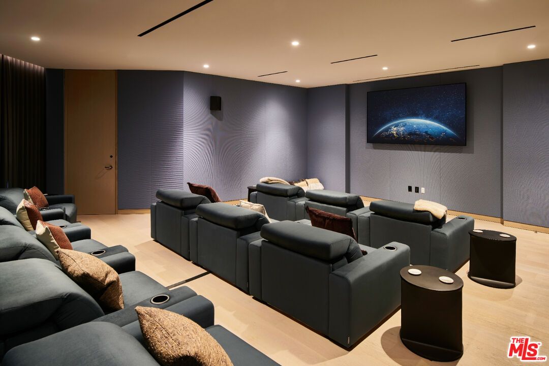 Home Theatre Room, Interior, Projection Screen, Recessed Lighting, Theatre Room, Wood Texture Flooring