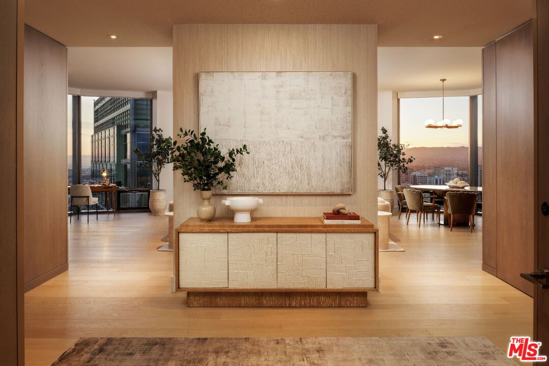 Dining room, Interior, Pendant Lights, Recessed Lighting, Wood Texture Flooring