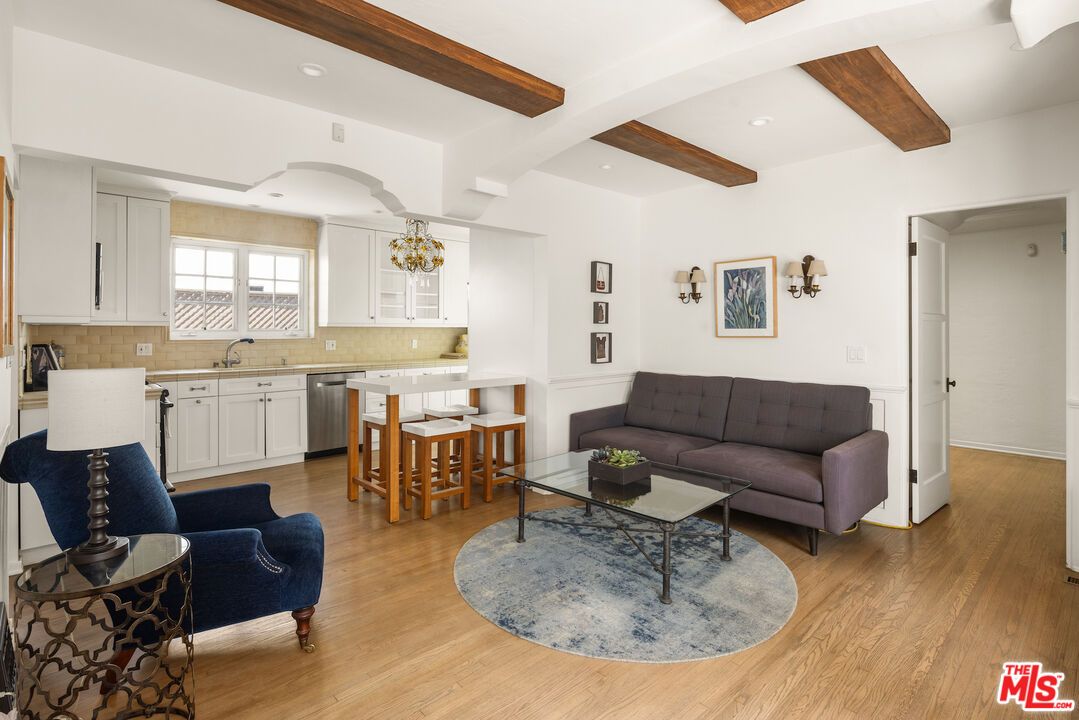 Interior, Kitchen, Living room, Recessed Lighting, Wooden Beams, Wood Texture Flooring
