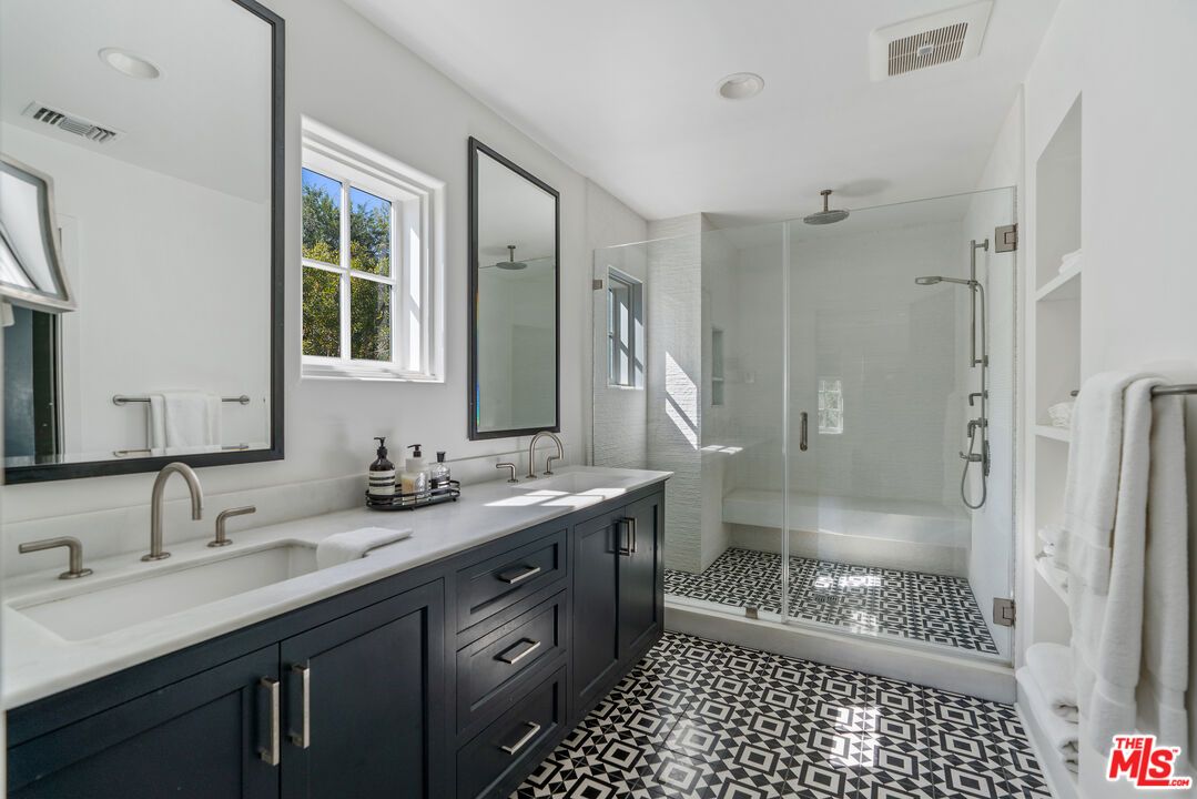 Bathroom, Dual Sink Vanities, Glass Shower, Interior, Recessed Lighting
