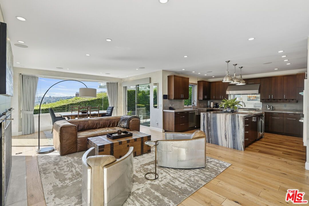 Interior, Kitchen, Living room, Pendant Lights, Recessed Lighting, Stainless Steel Appliances, Wood Texture Flooring