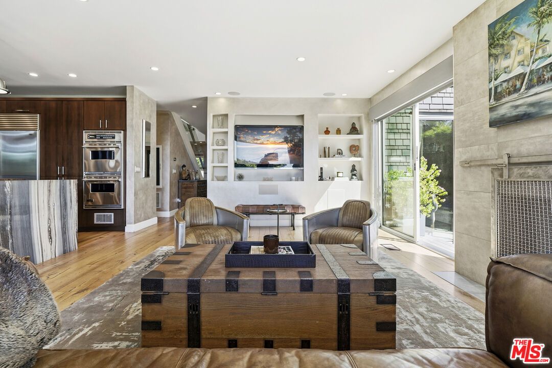 Interior, Kitchen, Living room, Recessed Lighting, Stainless Steel Appliances, Wood Texture Flooring