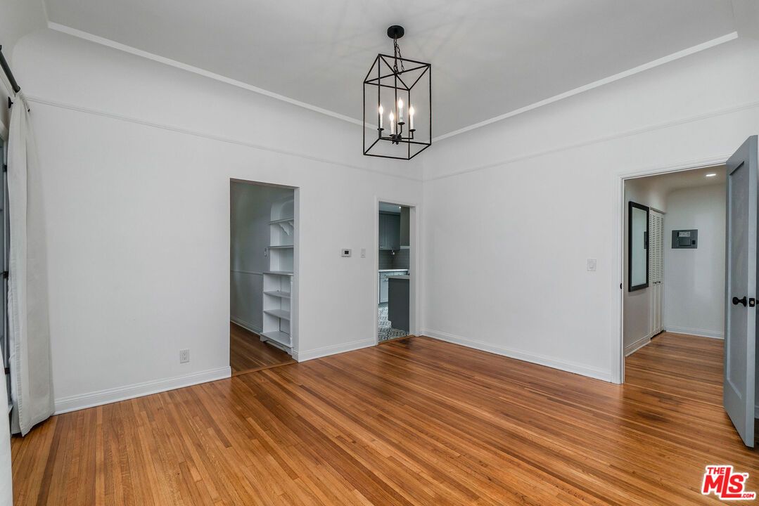 Empty room, Interior, Pendant Lights, Recessed Lighting, Wood Texture Flooring