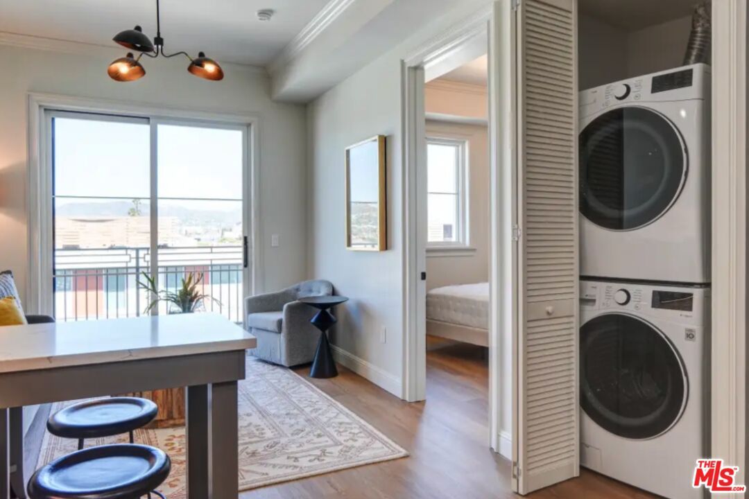 Interior, Pendant Lights, Utility Closets, Washer, Wood Texture Flooring
