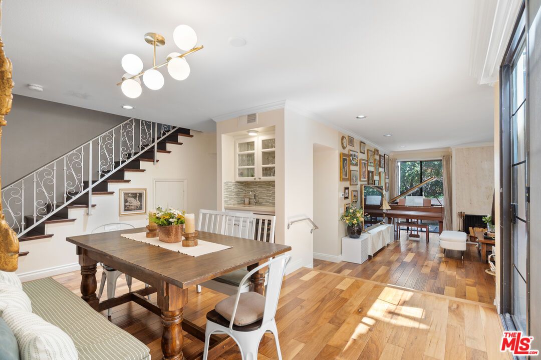 Dining room, Interior, Pendant Lights, Recessed Lighting, Wood Texture Flooring