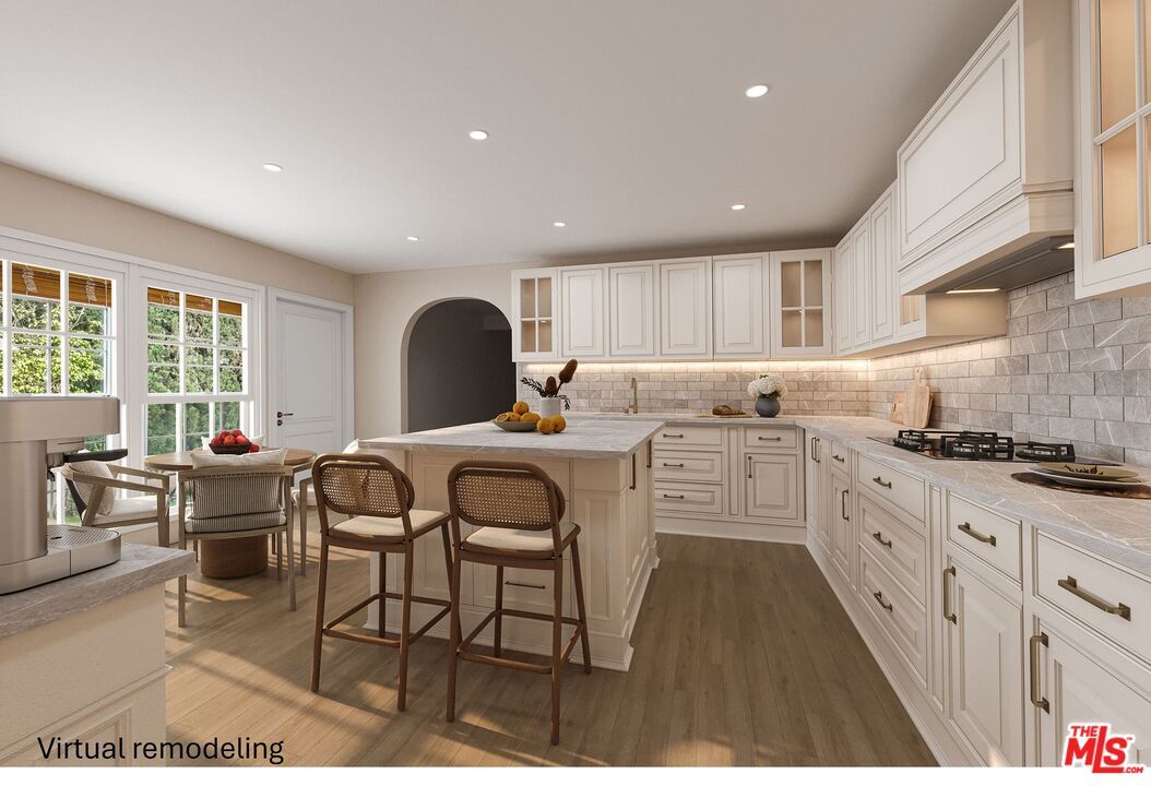 Dining room, Interior, Kitchen, Recessed Lighting, Wood Texture Flooring