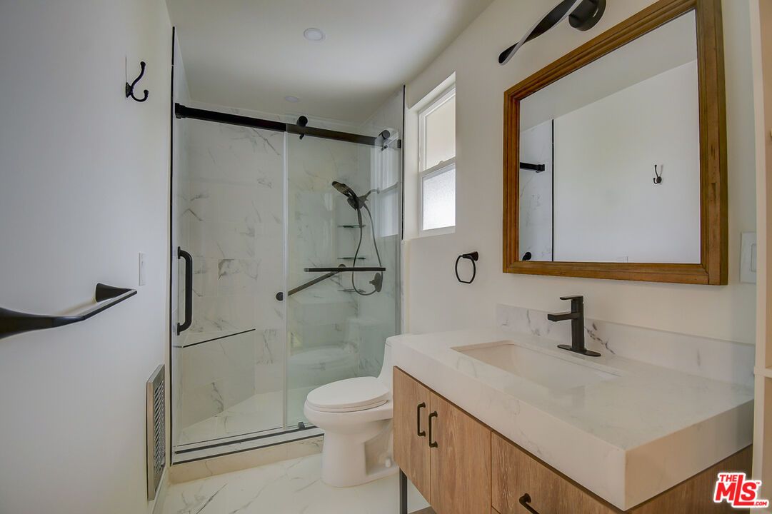 Bathroom, Glass Shower, Interior, Marble, Marble Walls, Recessed Lighting