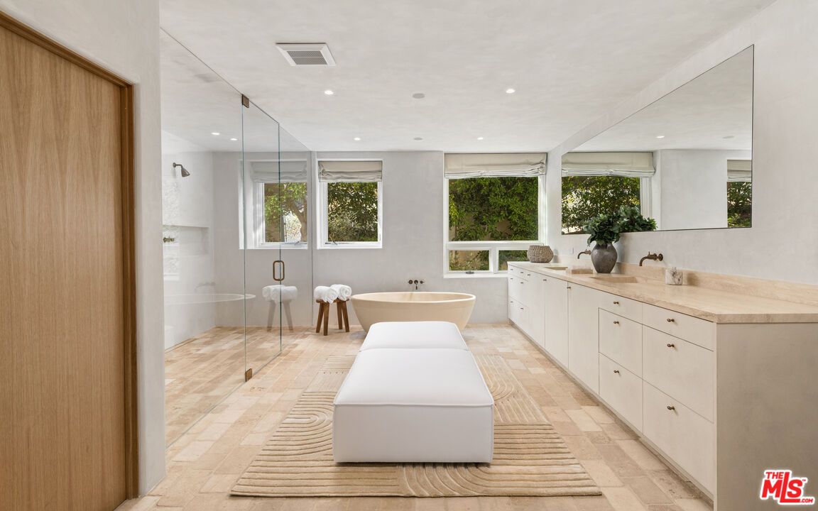 Bathroom, Dual Sink Vanities, Free Standing Baths, Glass Shower, Interior, Recessed Lighting