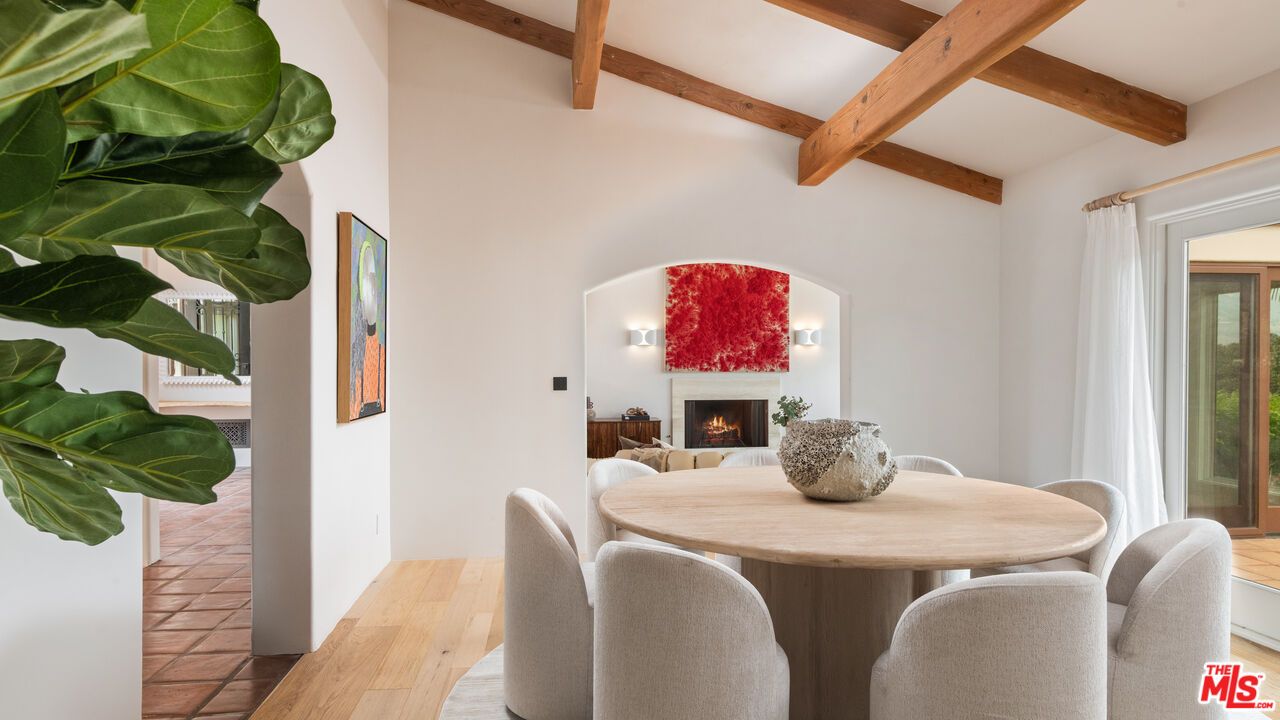 Dining room, Fireplace, Interior, Wooden Beams