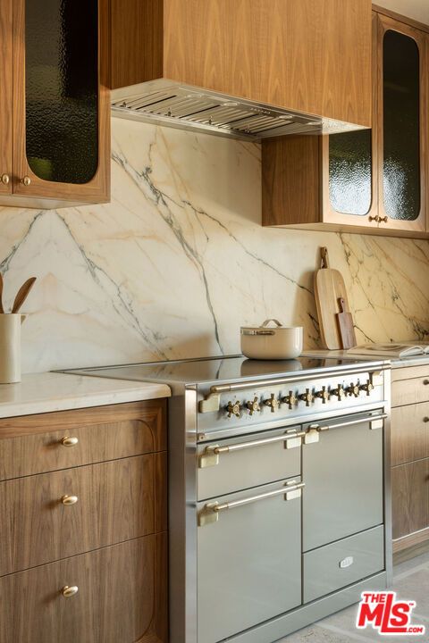 Interior, Kitchen, Marble Walls, Stainless Steel Appliances