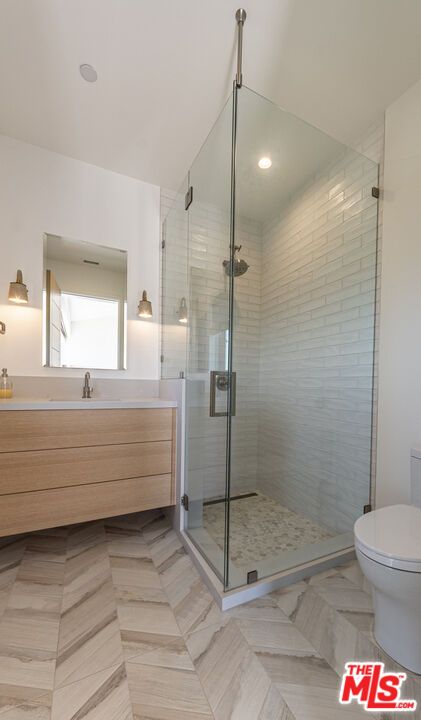 Bathroom, Glass Shower, Interior, Marble, Recessed Lighting