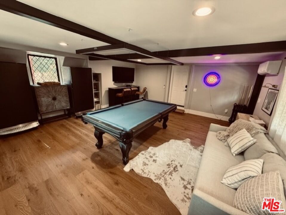 Billiard Table, Game Room, Interior, Recessed Lighting, Wood Texture Flooring