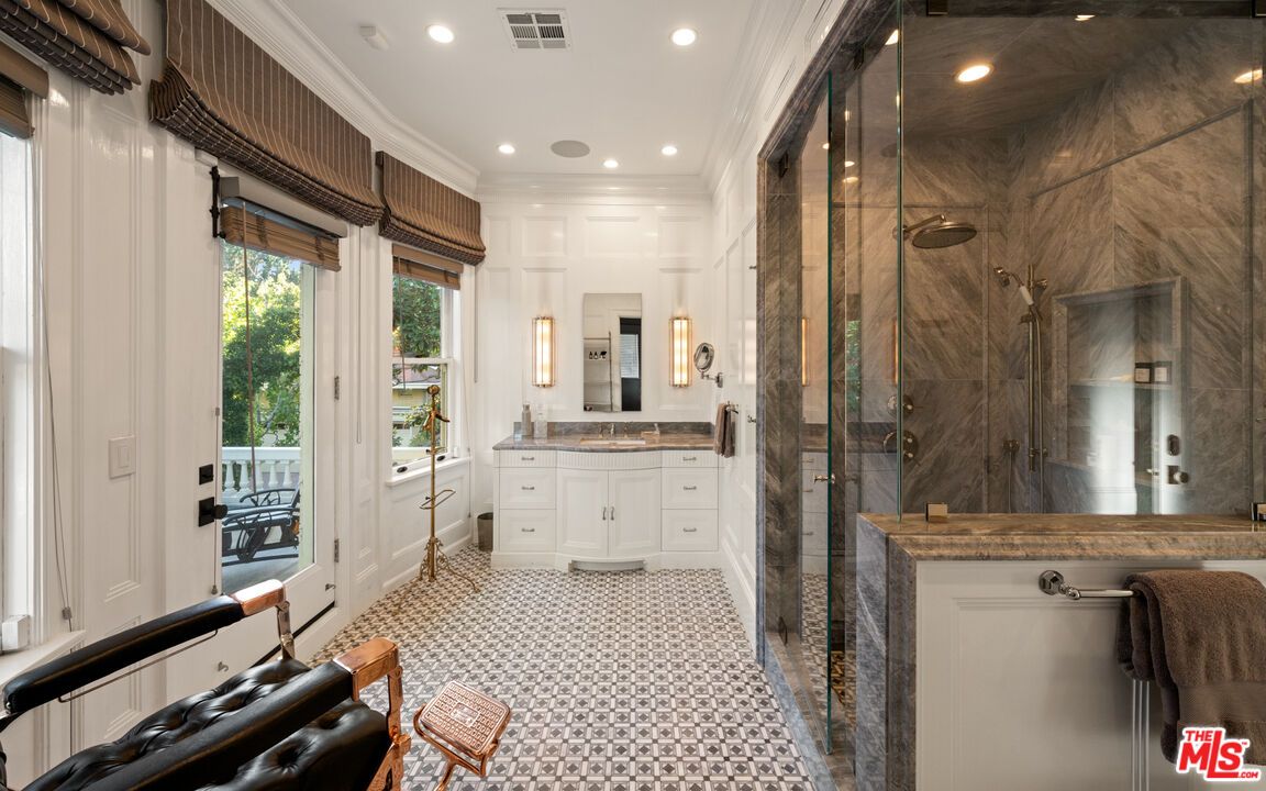 Bathroom, Glass Shower, Interior, Recessed Lighting