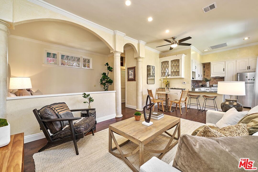 Dining room, Interior, Kitchen, Living room, Recessed Lighting, Wood Texture Flooring