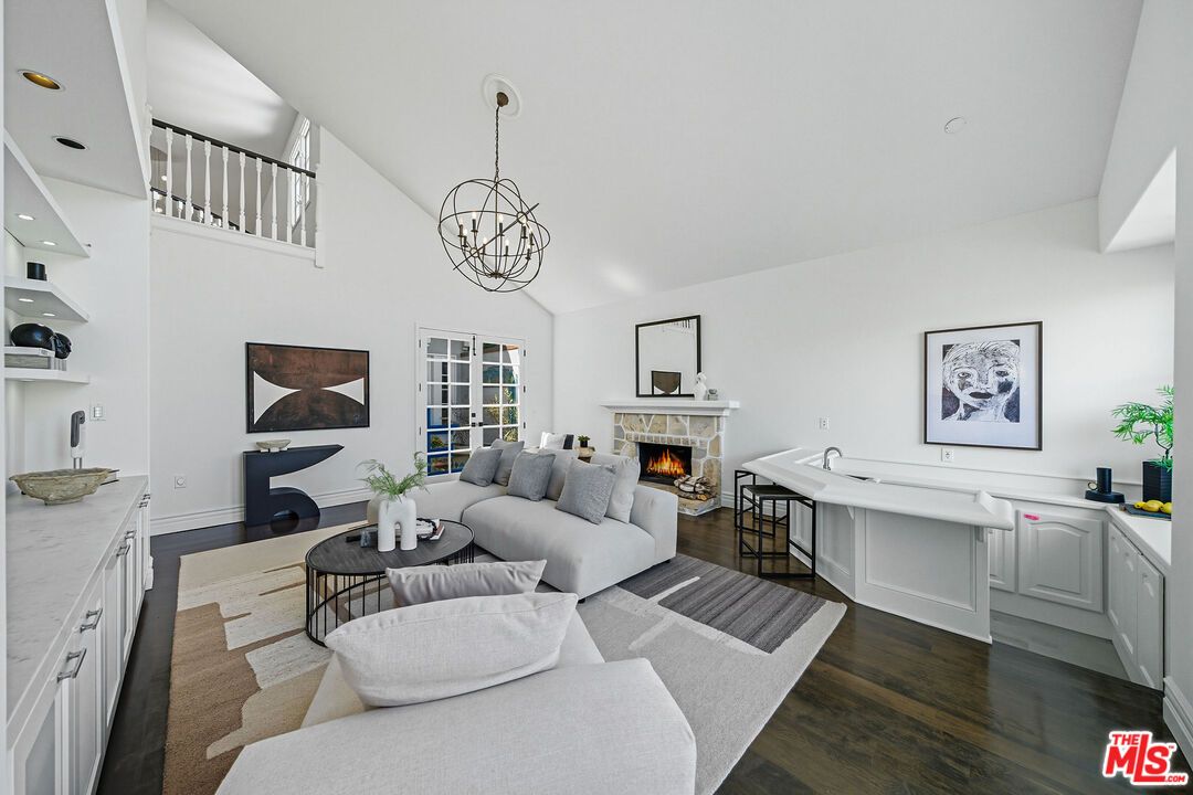 Chandelier, Fireplace, Interior, Living room, Wood Texture Flooring