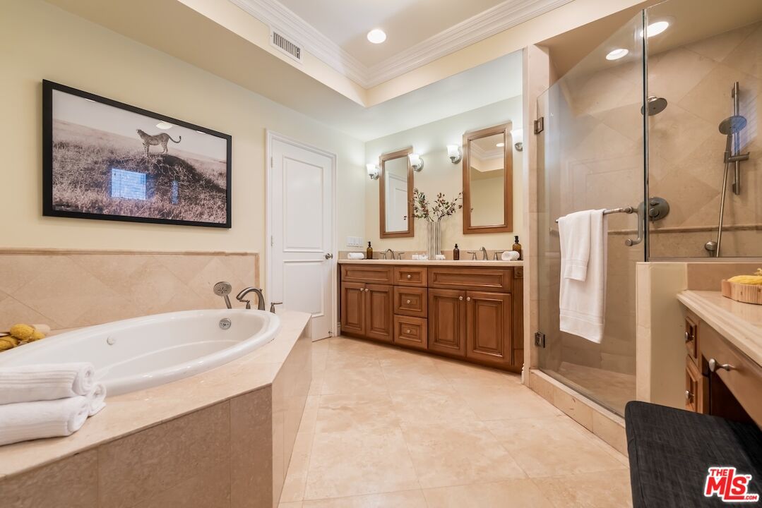 Bathroom, Dual Sink Vanities, Glass Shower, Interior, Recessed Lighting