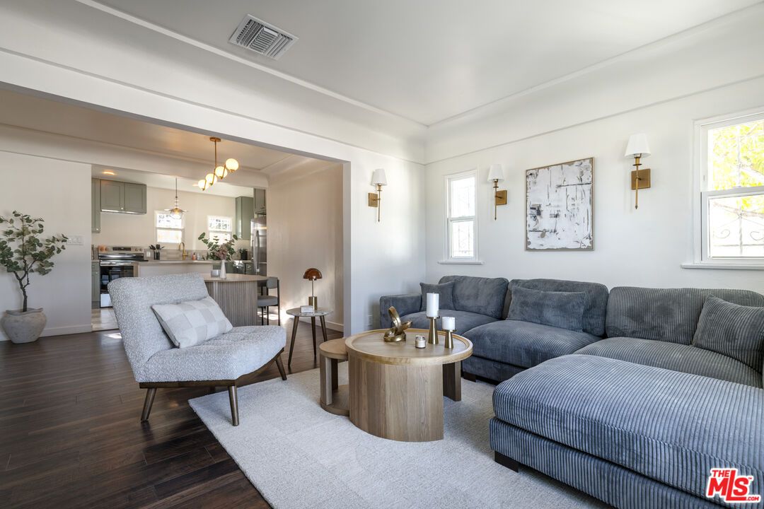 Interior, Kitchen, Living room, Pendant Lights, Stainless Steel Appliances, Wood Texture Flooring